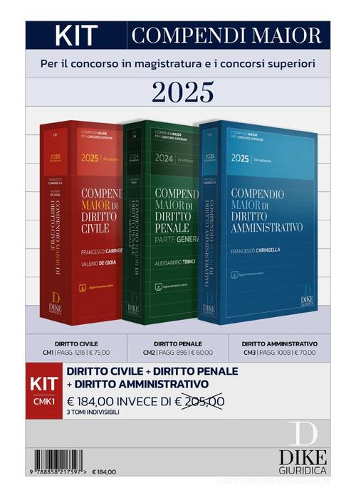 Kit Compendi Maior 2025. Diritto civile + Diritto penale (parte generale) + Diritto amministrativo. Con aggiornamento online edito da Dike Giuridica