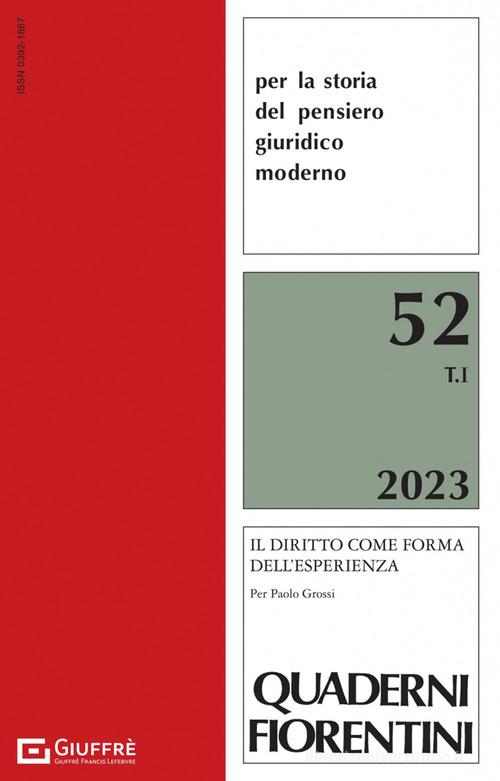 Quaderni fiorentini per la storia del pensiero giuridico moderno (2022) vol.53 edito da Giuffrè