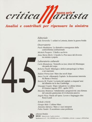 Critica marxista (2016) vol.4-5 edito da edizioni Dedalo
