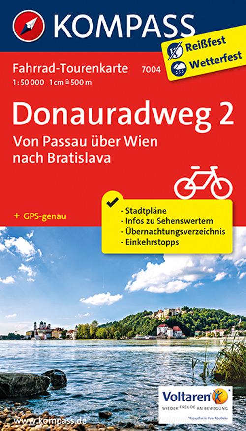Carta cicloturistica tour n. 7004. Donauradweg edito da Kompass