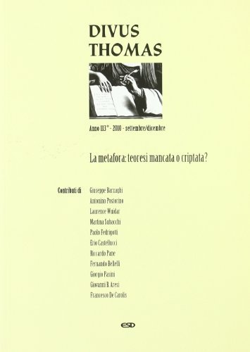 Divus Thomas (2010) vol.3 edito da ESD-Edizioni Studio Domenicano