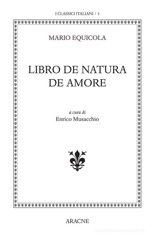 Libro de Natura de Amore di Mario Equicola edito da Aracne