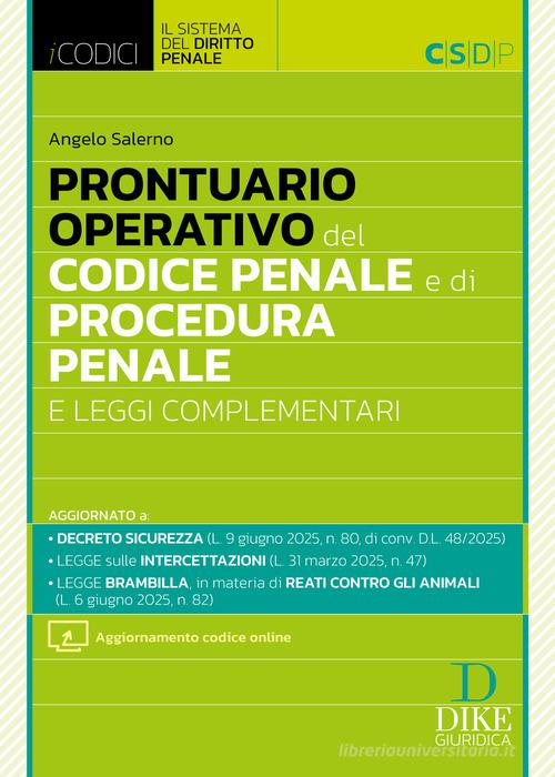 Prontuario operativo del codice penale e di procedura penale. Con aggiornamento codice online di Angelo Salerno edito da Dike Giuridica