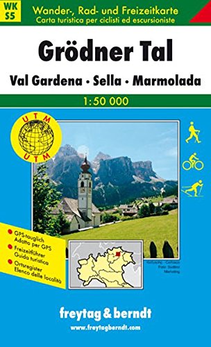Grodner Tal: Val Gardena, Sella, Marmolada 1:50000 edito da Freytag & Berndt