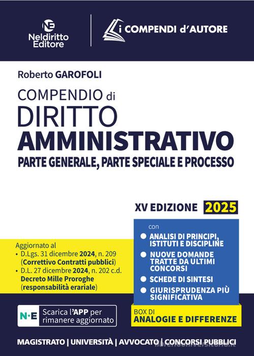Compendio di diritto amministrativo 2025 di Roberto Garofoli edito da Neldiritto Editore