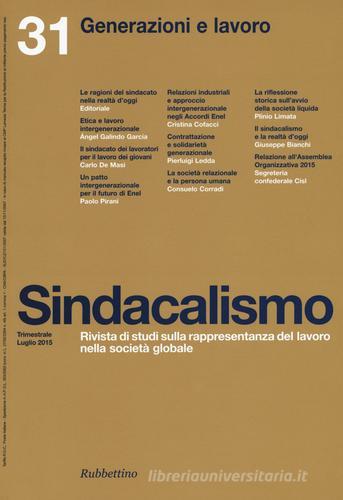 Sindacalismo (2015) vol.31 edito da Rubbettino