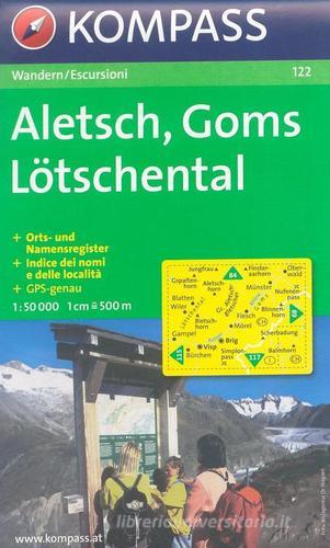 Carta escursionistica n. 122. Svizzera, Alpi occidentale. Aletsch, Goms, Lötschental 1:50.000. Adatto a GPS. Digital map. DVD-ROM edito da Kompass