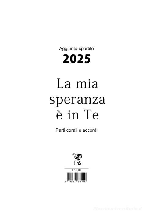 La mia speranza è in te. Aggiunta spartito musicale 2025 edito da Edizioni RnS