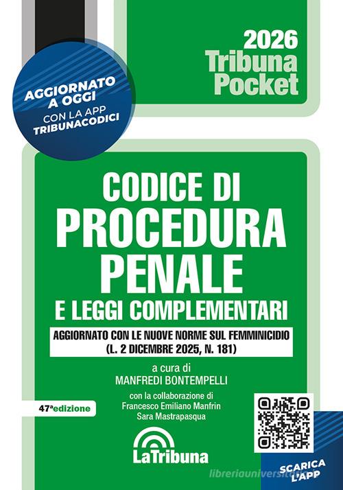 Codice di procedura penale e leggi complementari edito da La Tribuna