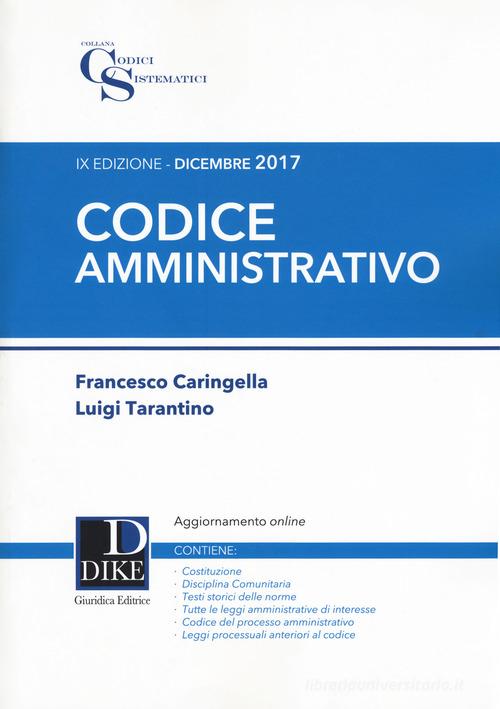Codice amministrativo. Con Contenuto digitale per download e accesso on line di Francesco Caringella, Luigi Tarantino edito da Dike Giuridica Editrice