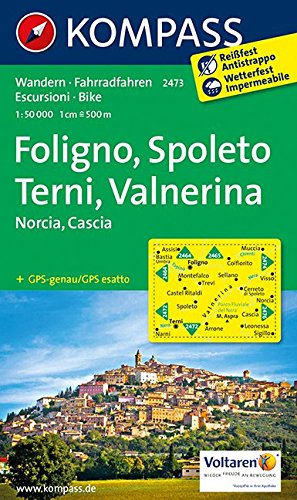 Foligno, Spoleto, Terni, Valnerina, Norcia, Cascia. Wandern, Rad. Reissfest, wetterfest. GPS-genau 1:50.000 edito da Kompass