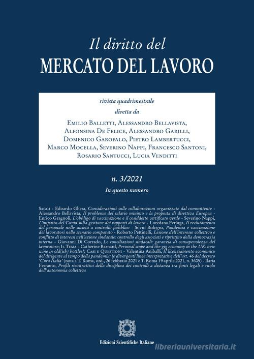 Il diritto del mercato del lavoro (2021) vol.3 edito da Edizioni Scientifiche Italiane