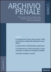 Archivio penale (2009) edito da Aracne