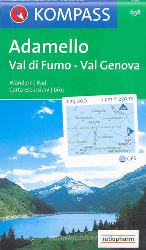 Carta escursionistica n. 638. Trentino, Veneto. Adamello, val di Fumo, val Genova 1:25.000. Adatto a GPS. Digital map. DVD-ROM edito da Kompass