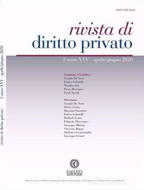 Rivista di diritto privato (2020) vol.2 edito da Cacucci