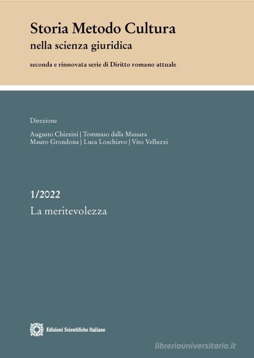 Storia metodo cultura nella scienza giuridica (2022) vol.1 edito da Edizioni Scientifiche Italiane