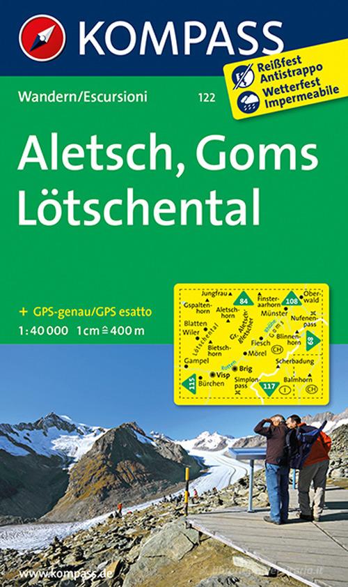 Carta escursionistica n. 122. Aletsch, Goms, Lötschental 1:40.000 edito da Kompass