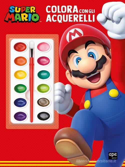 Super Mario. Colora con gli acquerelli. Ediz. illustrata. Con 16  acquerelli. Con pennello - 9788893099196 in Libri da colorare e dipingere