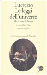 Le leggi dell'universo. La natura, libro I. Testo latino a fronte di Tito Lucrezio Caro edito da Marsilio