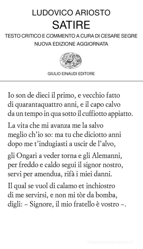 Satire di Ludovico Ariosto edito da Einaudi