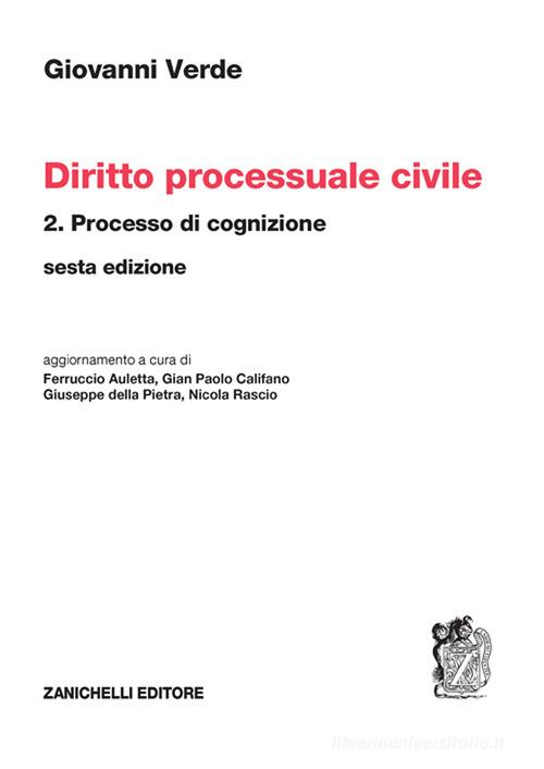 Diritto processuale civile vol.2 di Giovanni Verde edito da Zanichelli