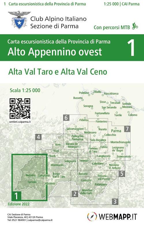 Alto Appennino ovest. Alta Val Taro e Alta Val Ceno. Carta escursionistica scala 1:25.000 edito da CAI Sez. Parma