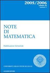 Note di matematica vol.25.1 edito da Liguori