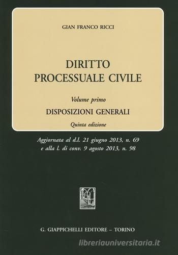 Diritto processuale civile vol.1 di Gian Franco Ricci edito da Giappichelli