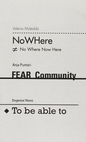 Nowhere/fear community/to be able to edito da NABA