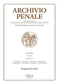 Ebook Archivio Penale 3/2015 di AA.VV edito da Pisa University Press Srl