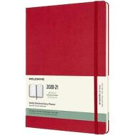 Moleskine 18 mesi - Agenda settimanale rosso scarlatto - X-Large copertina rigida 2020-2021