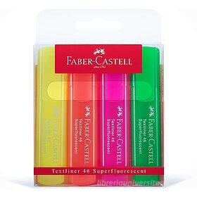 Confezione 4 evidenziatori Textliner 46 fluo con fusto trasparente:  Evidenziatori e marcatori di Faber-Castell
