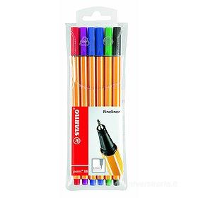 Confezione 6 penne colorate Fineliner Point 88: Pennarelli di