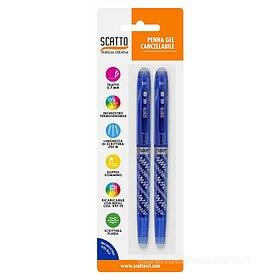 Confezione 2 penne a gel cancellabili e ricaricabili tratto 0,7 mm colore  blu