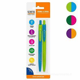 Blister 2 penne a sfera a scatto soft touch (colori assortiti): Penne a  sfera di Scatto