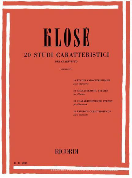 20 Studi Caratteristici Per Clarinetto Ed. A. Giampieri