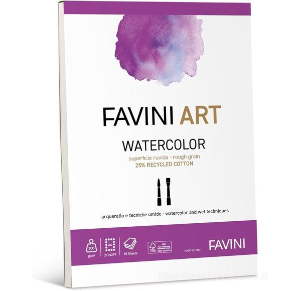 Blocco collato da disegno per acquerello 10 fogli formato A4 Art Watercolor 300 gr