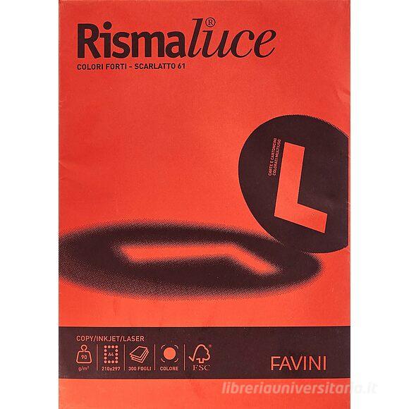 Risma Luce 300 fogli formato A4 90 gr rosso scarlatto