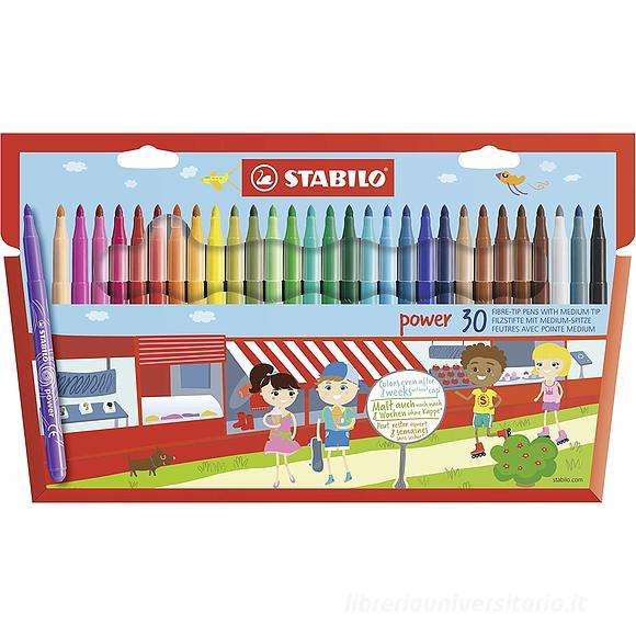 Confezione 30 pennarelli lavabili a punta media Power