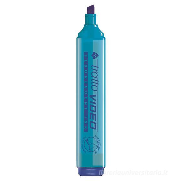 Evidenziatore con punta a scalpello Tratto Video azzurro