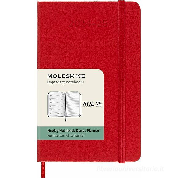 Moleskine 18 mesi - Agenda settimanale rosso scarlatto - Pocket copertina rigida 2024-2025