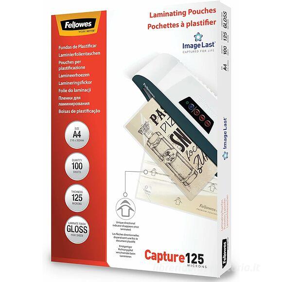 Confezione 100 buste per plastificatrice finitura lucida formato A4 125 micron