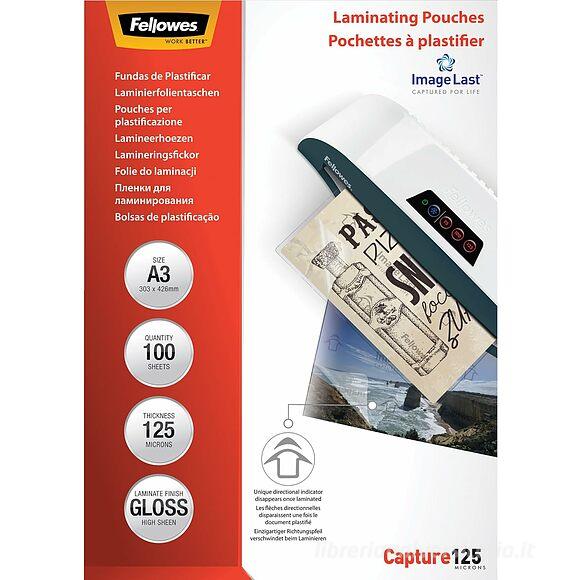 Confezione 100 buste per plastificatrice finitura lucida formato A3 125 micron