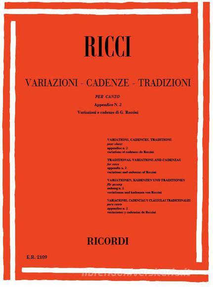 Variazioni - Cadenze Tradizioni Per Canto - App. 2 G. Rossini