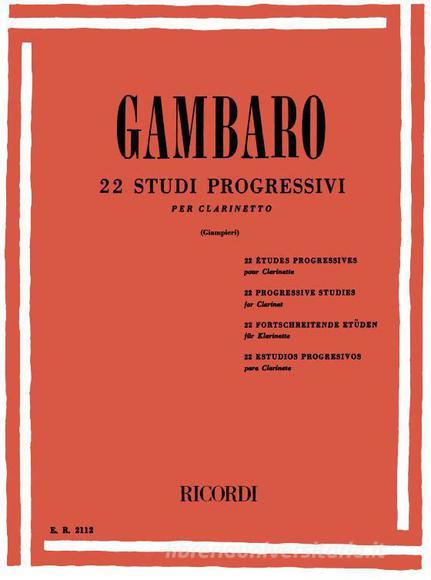 22 Studi Progressivi Per Clarinetto Ed. A. Giampieri