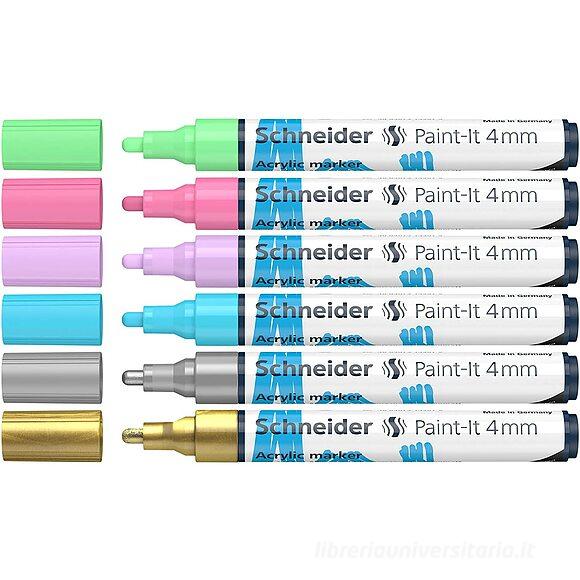 Confezione 6 marcatori acrilici Paint-It 320 punta da 4 mm colori pastello