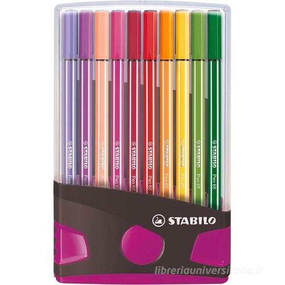 Confezione 20 pennarelli ColorParade Pen 68 astuccio antracite rosa
