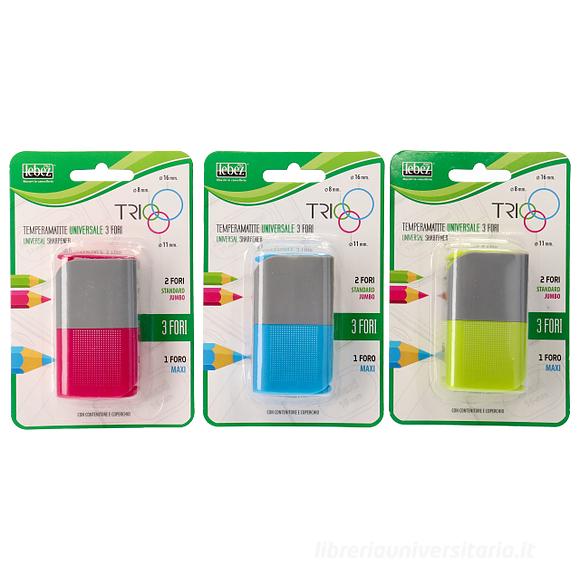 Temperamatite universale tre fori Trio (colori assortiti)