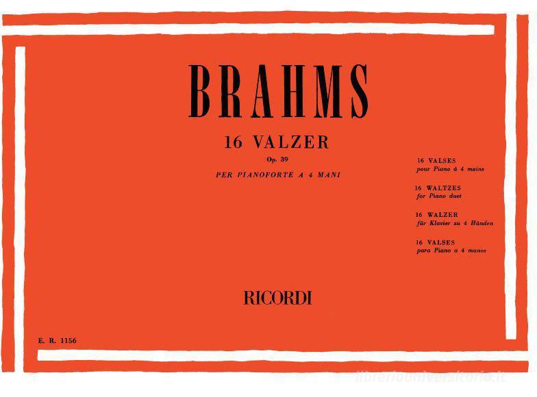16 Valzer Op. 39 Per Pianoforte A 4 Mani