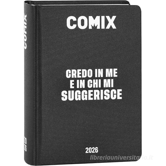 Comix 2025-2026. Agenda 16 mesi standard. Nero e bianco